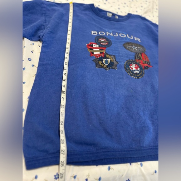 Vintage 90s Size: 18/20 Bonjour Jeans Graphic Oversized Boxy Blue Tee. - Picture 4 of 14